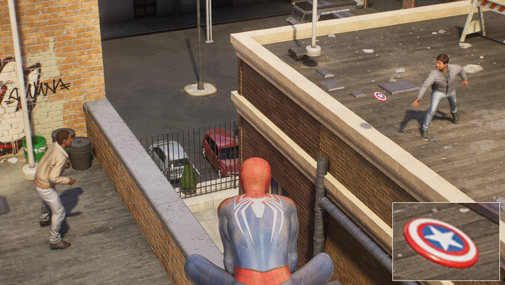 Easter Eggs in Marvel's Spider-Man 2 - Captain America's shield