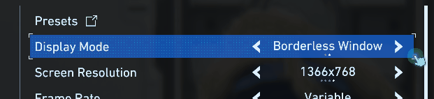Black Bars in Pragmata - Options - Graphics - Display Mode - Windowed - Borderless Mode
