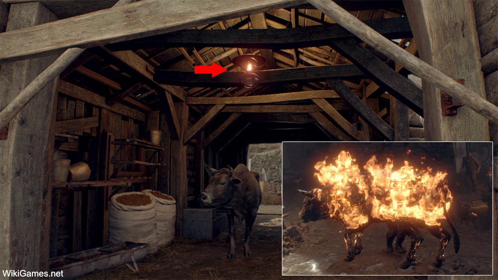 Easter Eggs in Resident Evil 4 Remake - Burning Cow