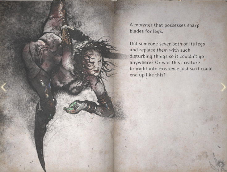 Monsters in Silent Hill f - Dark Shrine - Blade Legs Monster - Journal